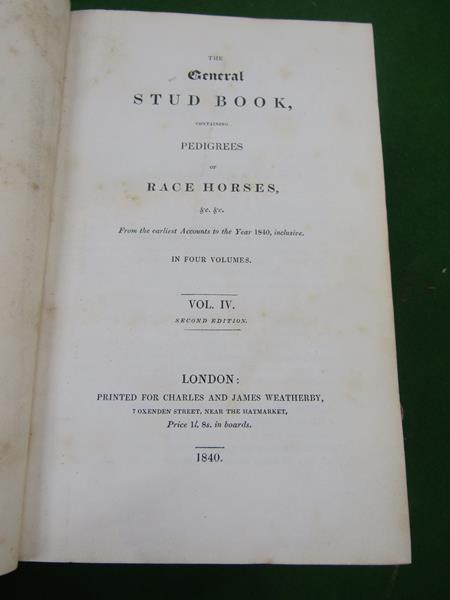 Six Volumes - 'General Stud Book' containing Pedigrees of Racehorses, printed for James Wetherby, - Image 3 of 5