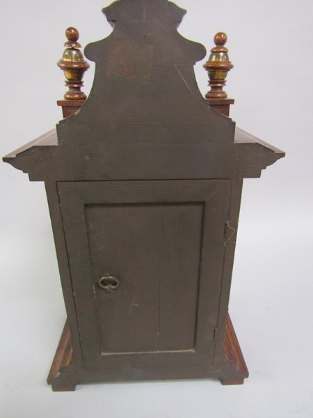 A late Victorian chiming mantel clock for Junghans movement with brass and silvered arched dial, - Image 5 of 6