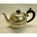 A Victorian batchelors teapot of half lobed globular form, makers mark for Wakely & Wheeler,