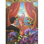 Otto Aguiar - Romantica, signed, giclee on canvas, framed, 110cm x 75cm.