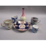 A group of six small items of teawares being a Wedgwood Jasperware mug, a Spode mug, a miniature