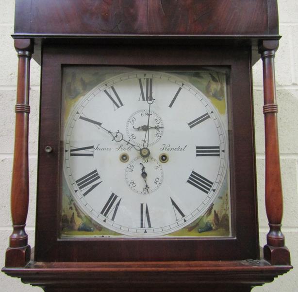 An early 19c eight day longcase clock, the 33cm square painted dial signed James Scott, Kendal and - Image 2 of 4