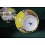 A late 19c/early 20c Meissen porcelain tea set for one, comprising teapot, two sugar bowls, milk jug