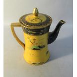 A 1920's Carltonware Marcado coffee pot decorated on a yellow ground, pattern no.2728, 19cm h.