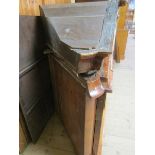 An 18c Dutch figured walnut veneered corner cabinet, the arched top with shell and scroll carved