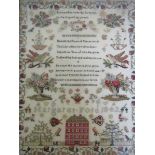 Margaret Ford 1842 - Needlework sampler with verse, 'Remember now thy creator. In the days of thy