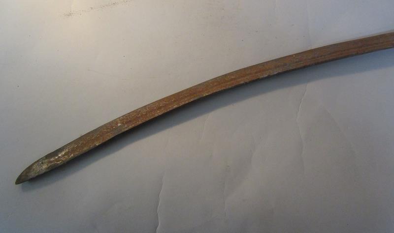 A 19c Afghan sword Pulorar with a curved fullered single edge blade, 71cm, steel hilt with down - Image 5 of 5