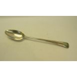 A late 18c Irish silver table spoon, the handle with feather edge, makers mark for Michael