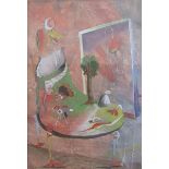 Conroy Maddox 1912/2005 - Inhospitable Feast, signed and dated Conroy Maddox 61, gouache, framed and