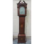 A late 18c eight day longcase clock, the 30cm arched painted dial signed W.Mills, Tetbury and having
