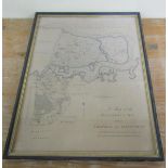 A map of the Hundreds of Hoo and of Chatham and Gillingham, hand coloured, framed and glazed, 48cm x