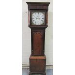 An early 19c eight day longcase clock, the 33cm square painted dial signed James Scott, Kendal and