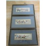 Three Stevengraphs - Hunting subjects, woven in silk by Thomas Stevens (Coventry) Ltd, each framed