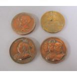 A collection of four late 19c/early 20c copper and bronze medallions, HRH the Duke and Duchess of