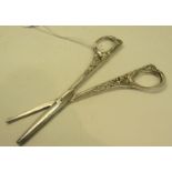 A pair of Tiffany & Co sterling silver grape scissors with fruiting vine cast handles, 16cm l.