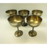 A set of five silver champagnes, makers mark for Henry & Arthur Vander, London 1926, 16oz t, each