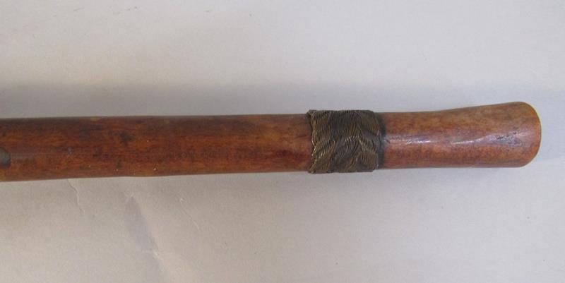 A late 19c/early 20c Zulu carved wood throwing club with ball terminal, the handle wire bound in two - Image 3 of 4