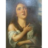 Unsigned late 18c/early 19c - Mary Magdalene, oil on canvas, unframed, 86cm x 65cm.