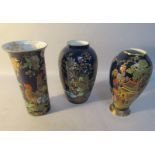 Three 1920's Carltonware vases, of baluster, ovoid and cylindrical form, patterns Rockery &