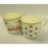 Two 19c Nantgarw porcelain coffee cans, one hand painted with floral sprays and the other with