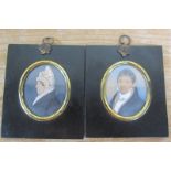 Mrs Turney of Allesley - pair, early 19c Mr & Mrs Elizabeth Eagle, watercolour on card, oval framed,