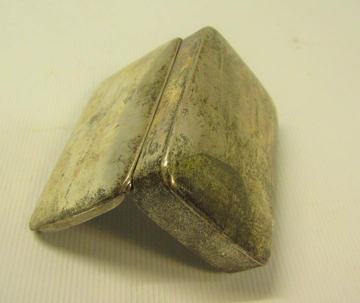 A late Georgian silver snuff box of plain rectangular form with a slightly domed hinged cover, - Image 3 of 3