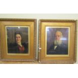 J Protheroe - pair, Portrait of a lady & a gentleman, oil on canvas, framed and glazed, each 54cm