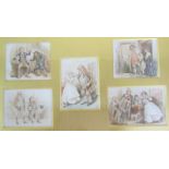 Joseph Clayton Clarke 1856/1937 - framed series of five Dickens series, signed Kyd, each approx. 8cm