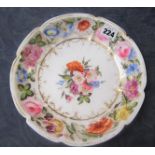 A 19c Nantgarw circular lobed serving dish, hand painted and gilded with flowers including roses