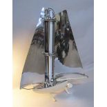 An Art Deco 'Bunting' sailing yacht electric fire, converted to LED lamp, 74cm h.