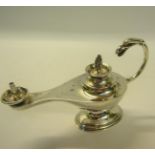 A silver Aladdin lamp, makers mark for Adie Bros Ltd, Birmingham 1962, 14cm w.