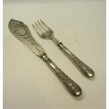 A pair of late Victorian silver fish servers, the knife with a shaped and pierced blade, the four