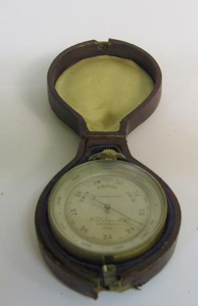 A late 19c pocket aneroid barometer by F Darton & Co. London with altitude scale to 8000 feet. The - Image 2 of 5