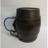 A 19c coopered keg with iron carrying handle 25cms w.