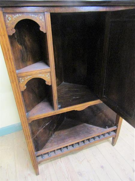 A late Victorian rosewood full height corner cupboard with mirror back and upper astragal glazed - Image 4 of 5