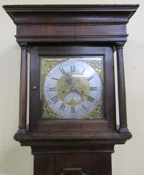 An early 18c 8 day longcase clock the 28cm square brass dial signed Thos. Stripling, Barwell and - Image 2 of 6