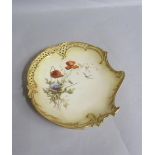 A late 19c Royal Worcester plate, painted with a butterfly and other insects amongst Poppies and