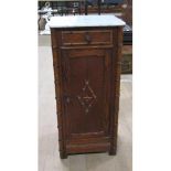 A Victorian pine simulated bamboo marble top pot cupboard