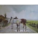 Seln Blegrad 1945 Hungarian School, horses in landscape, signed, oil on canvas. Framed, 89cms x