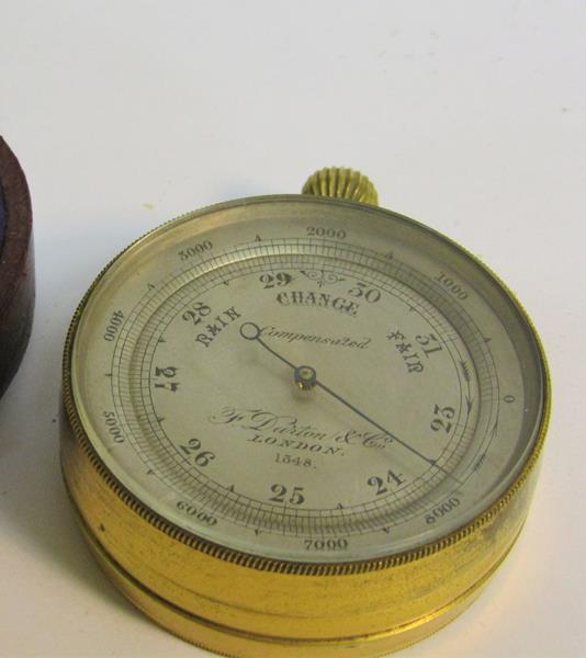A late 19c pocket aneroid barometer by F Darton & Co. London with altitude scale to 8000 feet. The - Image 3 of 5