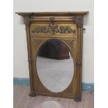 A mid Georgian style gilt wooden stucco overmantel/wall mirror with urn leaf and rose open
