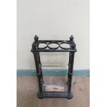 A Victorian cast iron stick stand 32cms w x 58cms h.