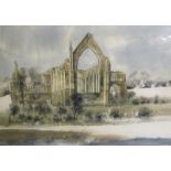 Ronald Maddox - Winter Bolton Abbey Wharfedale, signed, watercolour, framed and glazed, 40cms x