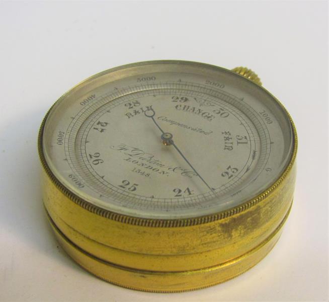 A late 19c pocket aneroid barometer by F Darton & Co. London with altitude scale to 8000 feet. The - Image 4 of 5