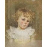 FMC 1899 - portrait of a young girl, watercolour. Signed in mono, framed and glazed 48cms x 38cms.