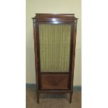 Late 19/early 20c walnut veneered standing cabinet with satinwood line inlay, the shell cabinet