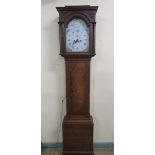 Late 18c Eight day longcase clock, the 30Ccms arched painted dial signed G Clapham, Brigg and having