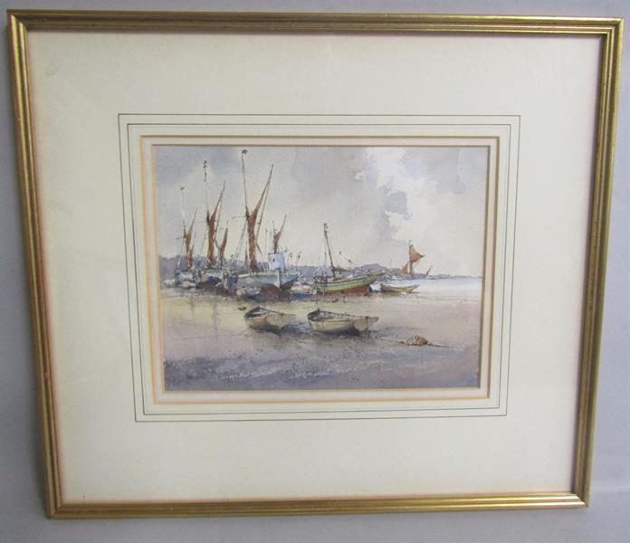 Peter Toms - on the Hard, watercolour. Signed, framed and glazed 19cms x 24cms. - Image 4 of 4