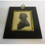 Turville - early 19c black on white silhouette portrait of a gentleman with highlights. Signed,