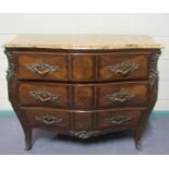 A Pistolesi Casablanca 18c Dutch style marquetry bombe chest of three long drawers with ormolu